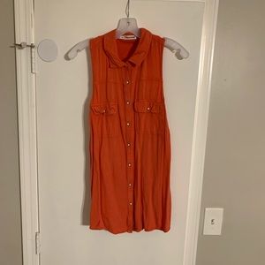 Coral Button Down Tank